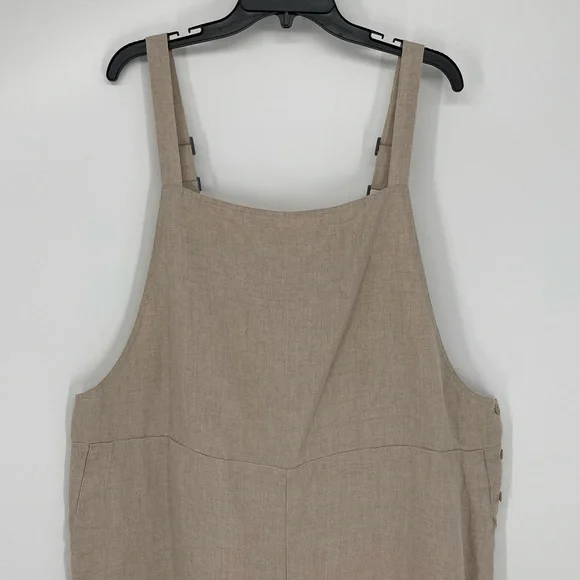 Eileen Fisher Cropped Organic Linen Overalls Size XL - Picture 3 of 9